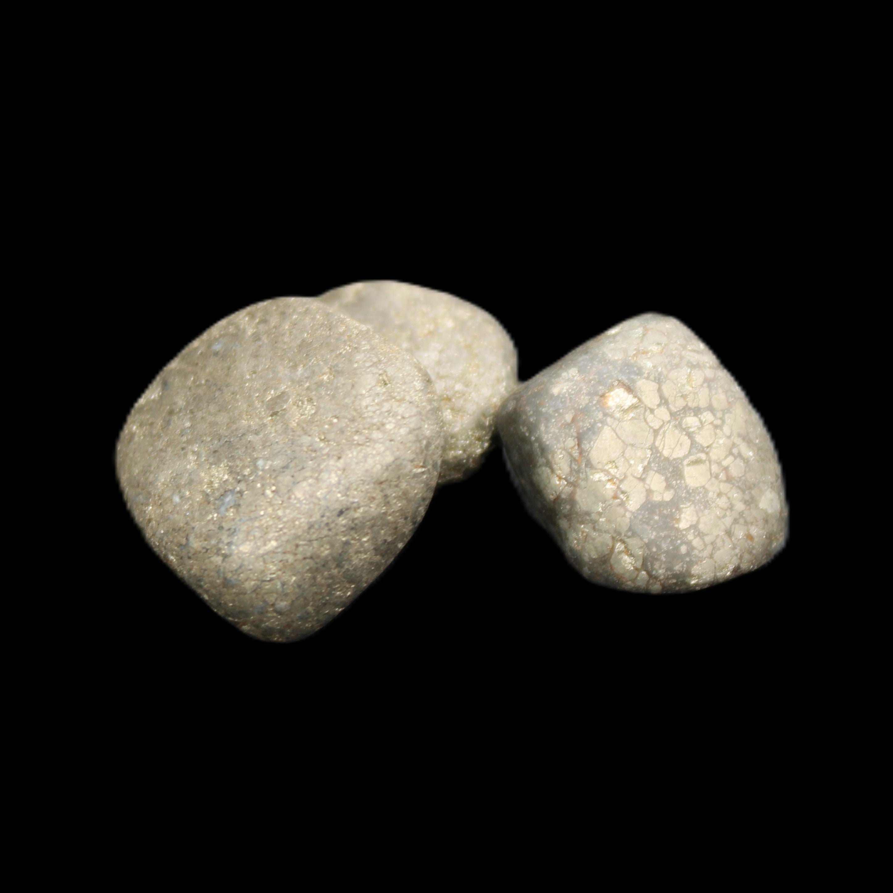 Pyrite 3 small tumbled stones 20-25g in sunlight - Rocks and Things Store