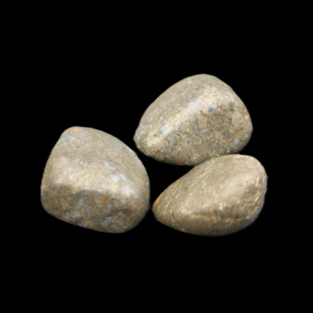 Pyrite 3 small tumbled stones 20-25g in sunlight - Rocks and Things Store