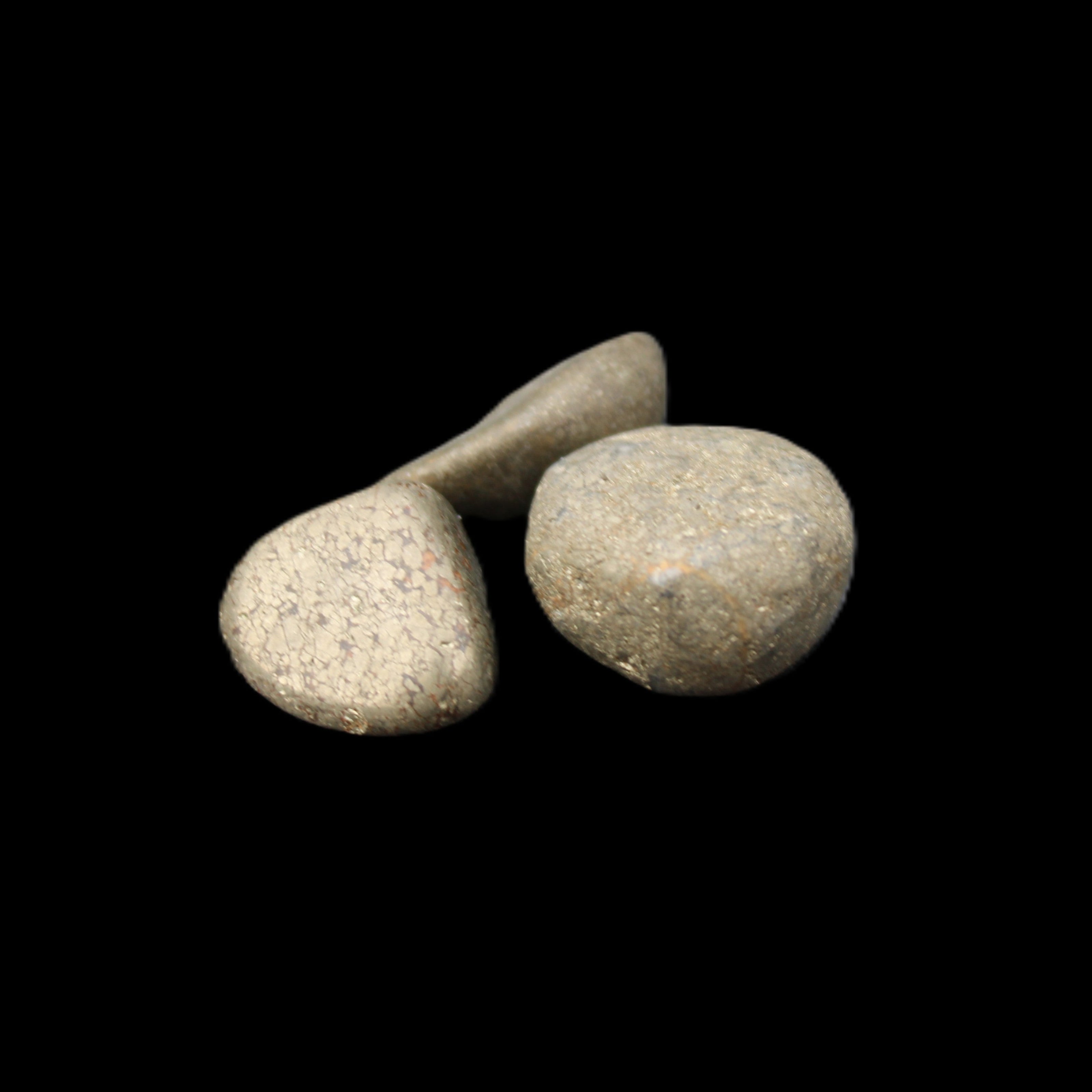 Pyrite 3 small tumbled stones 20-25g in sunlight - Rocks and Things Store