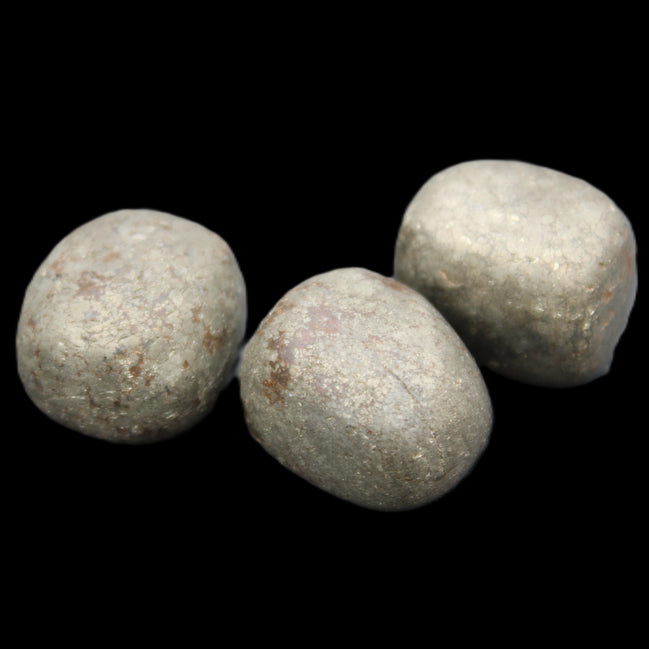 Pyrite 3 small tumbled stones 20mm 60g in sunlight - Rocks and Things Store