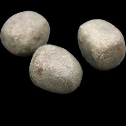 Pyrite 3 small tumbled stones 20mm 60g in sunlight - Rocks and Things Store