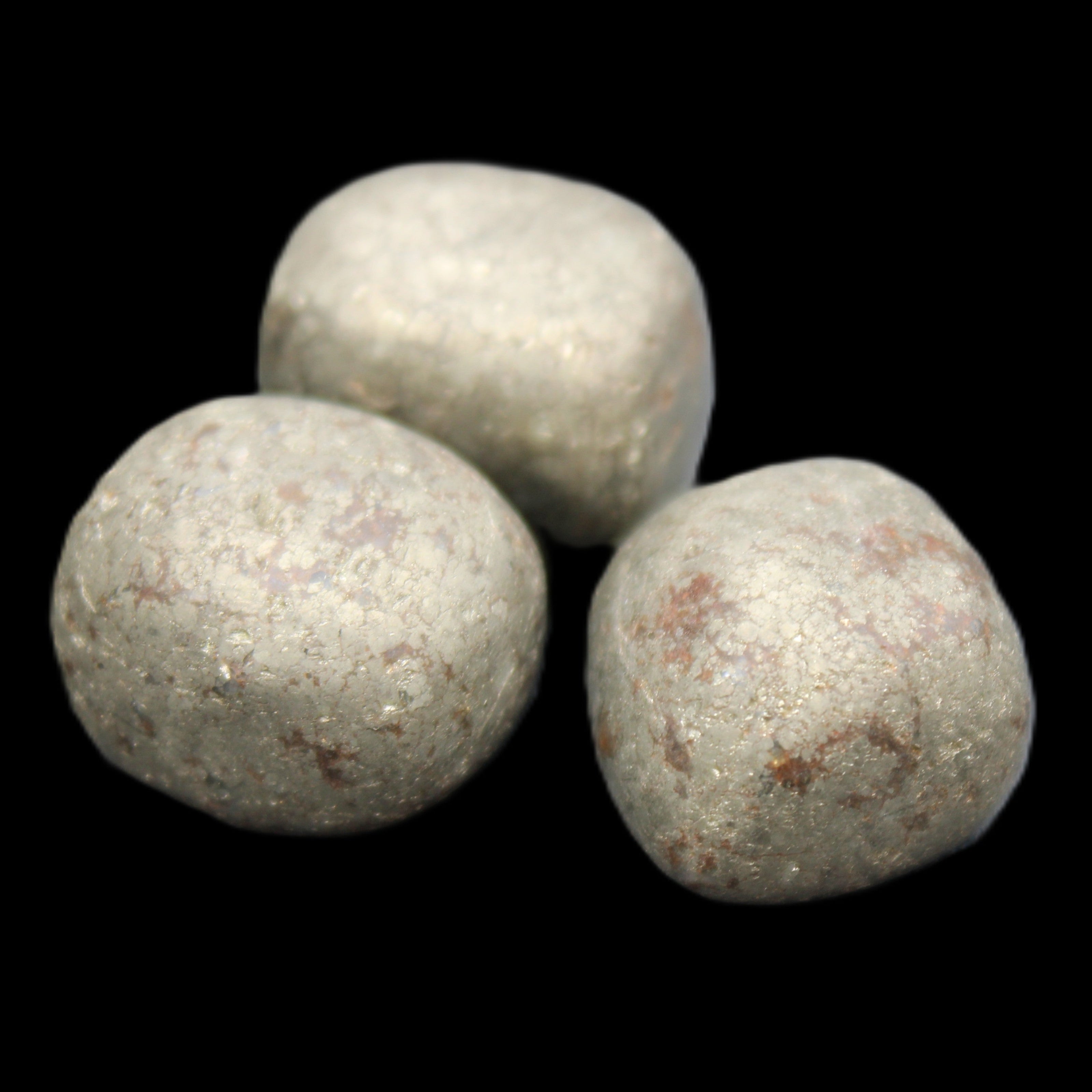 Pyrite 3 small tumbled stones 20mm 60g in sunlight - Rocks and Things Store