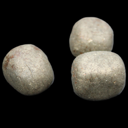 Pyrite 3 small tumbled stones 20mm 60g in sunlight - Rocks and Things Store