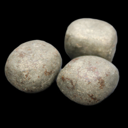 Pyrite 3 small tumbled stones 20mm 60g in sunlight - Rocks and Things Store