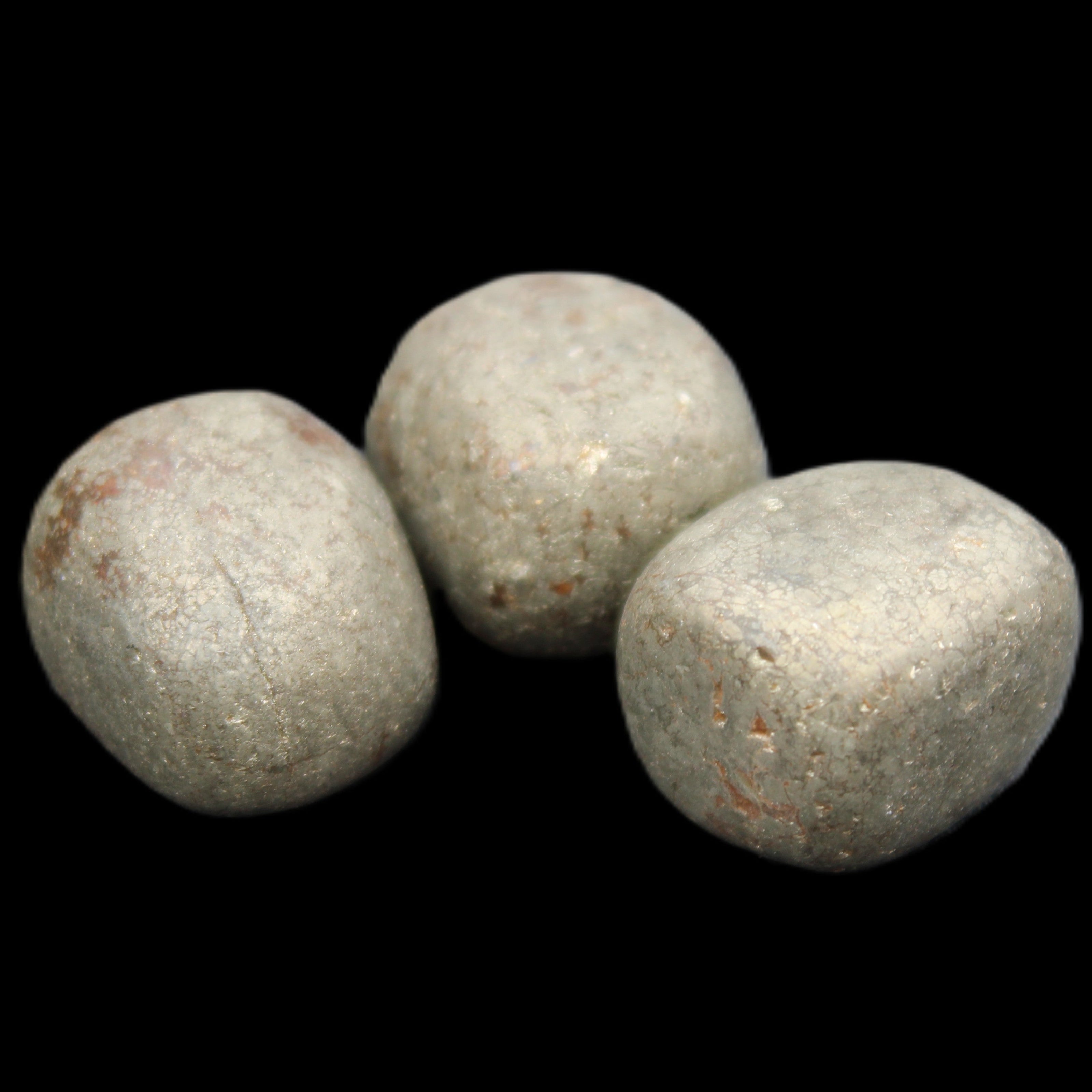 Pyrite 3 small tumbled stones 20mm 60g in sunlight - Rocks and Things Store