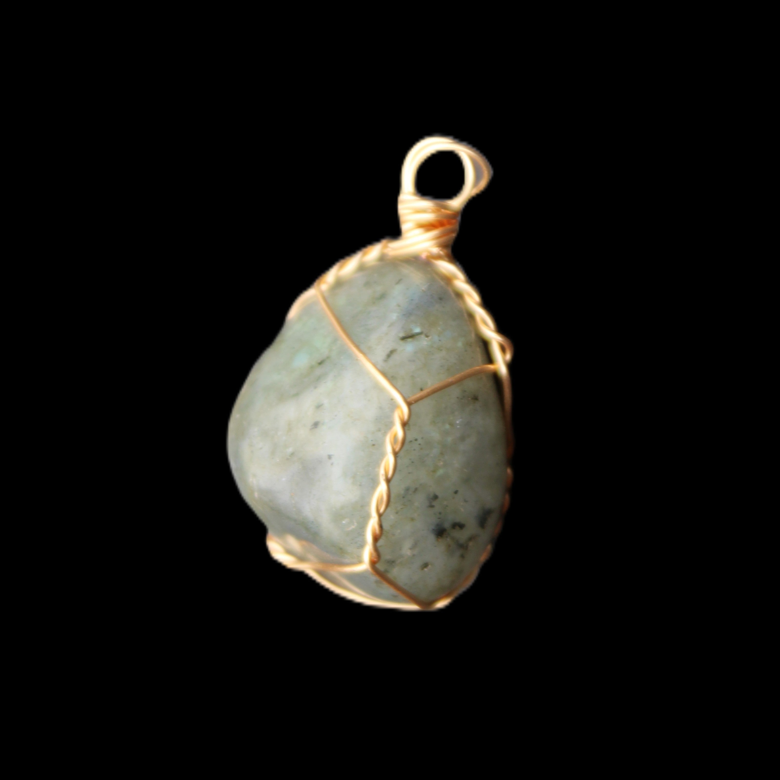 Labradorite wire wrapped pendant 18*15*23mm 10g in sunlight - Rocks and Things Store
