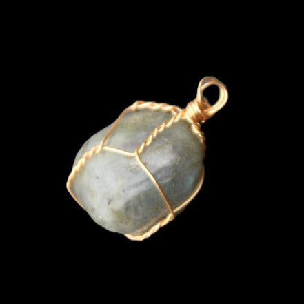 Labradorite wire wrapped pendant 18*15*23mm 10g in sunlight - Rocks and Things Store