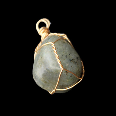 Labradorite wire wrapped pendant 18*15*23mm 10g in sunlight - Rocks and Things Store