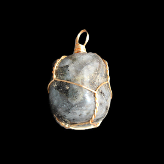 Dark Labradorite wire wrapped pendant 18*17*20mm 13g in sunlight - Rocks and Things Store