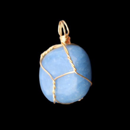 Blue Aventurine wire wrapped pendant 20*10mm 8.8g in sunlight - Rocks and Things Store