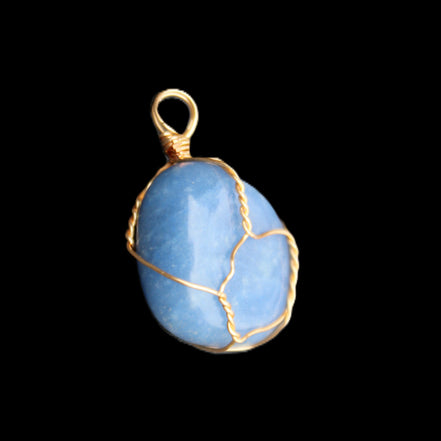 Blue Aventurine wire wrapped pendant 20*10mm 8.8g in sunlight - Rocks and Things Store
