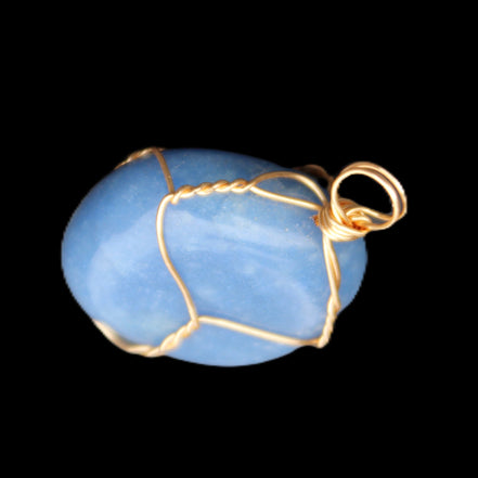 Blue Aventurine wire wrapped pendant 20*10mm 8.8g in sunlight - Rocks and Things Store