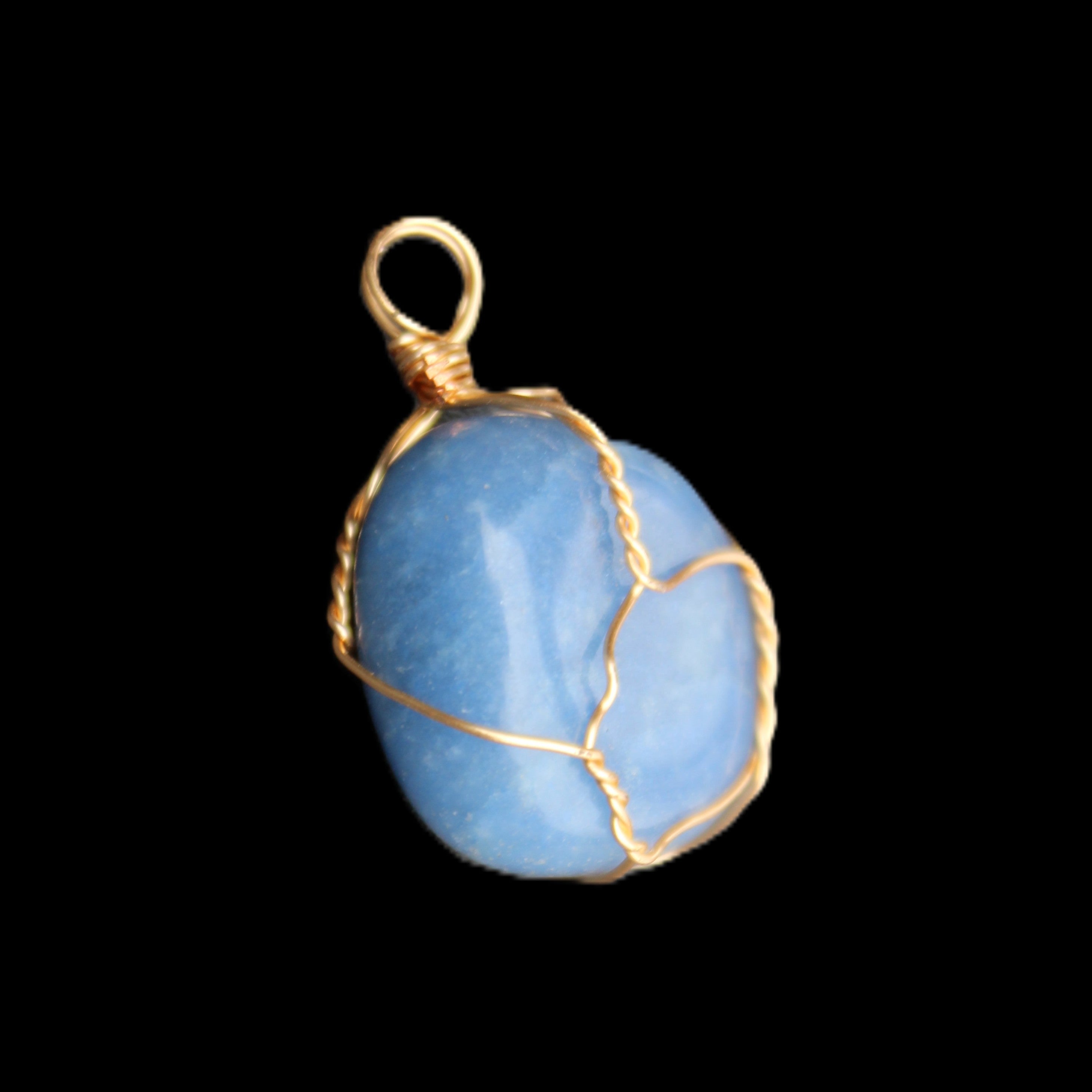 Blue Aventurine wire wrapped pendant 20*10mm 8.8g in sunlight - Rocks and Things Store
