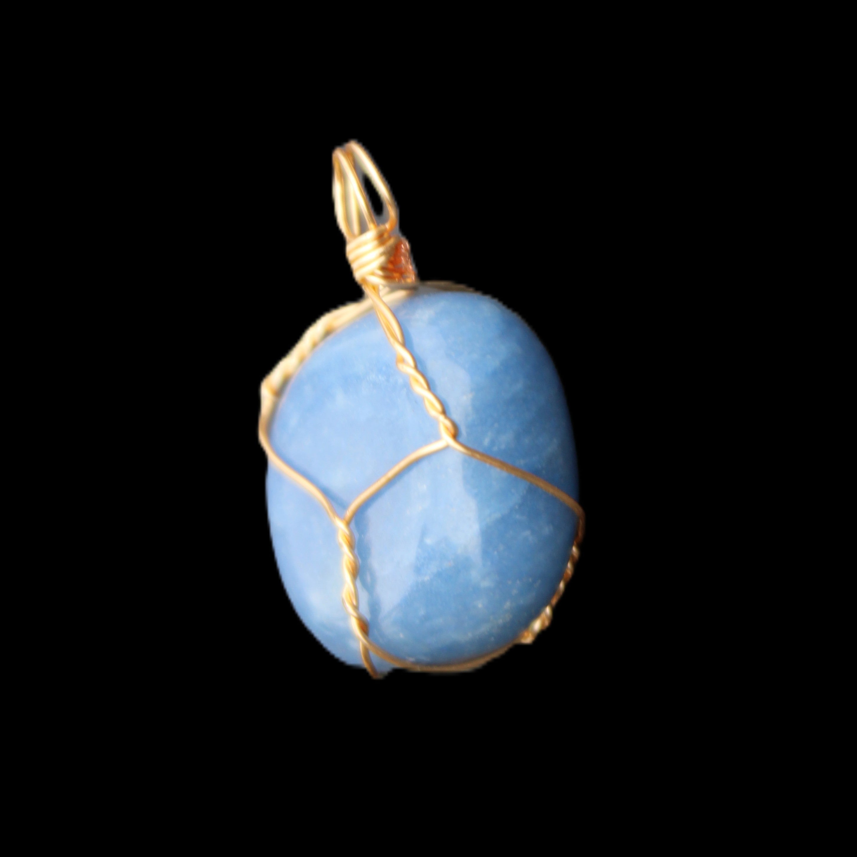 Blue Aventurine wire wrapped pendant 20*10mm 8.8g in sunlight - Rocks and Things Store
