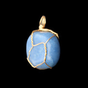 Blue Aventurine wire wrapped pendant 20*10mm 8.8g in sunlight - Rocks and Things Store