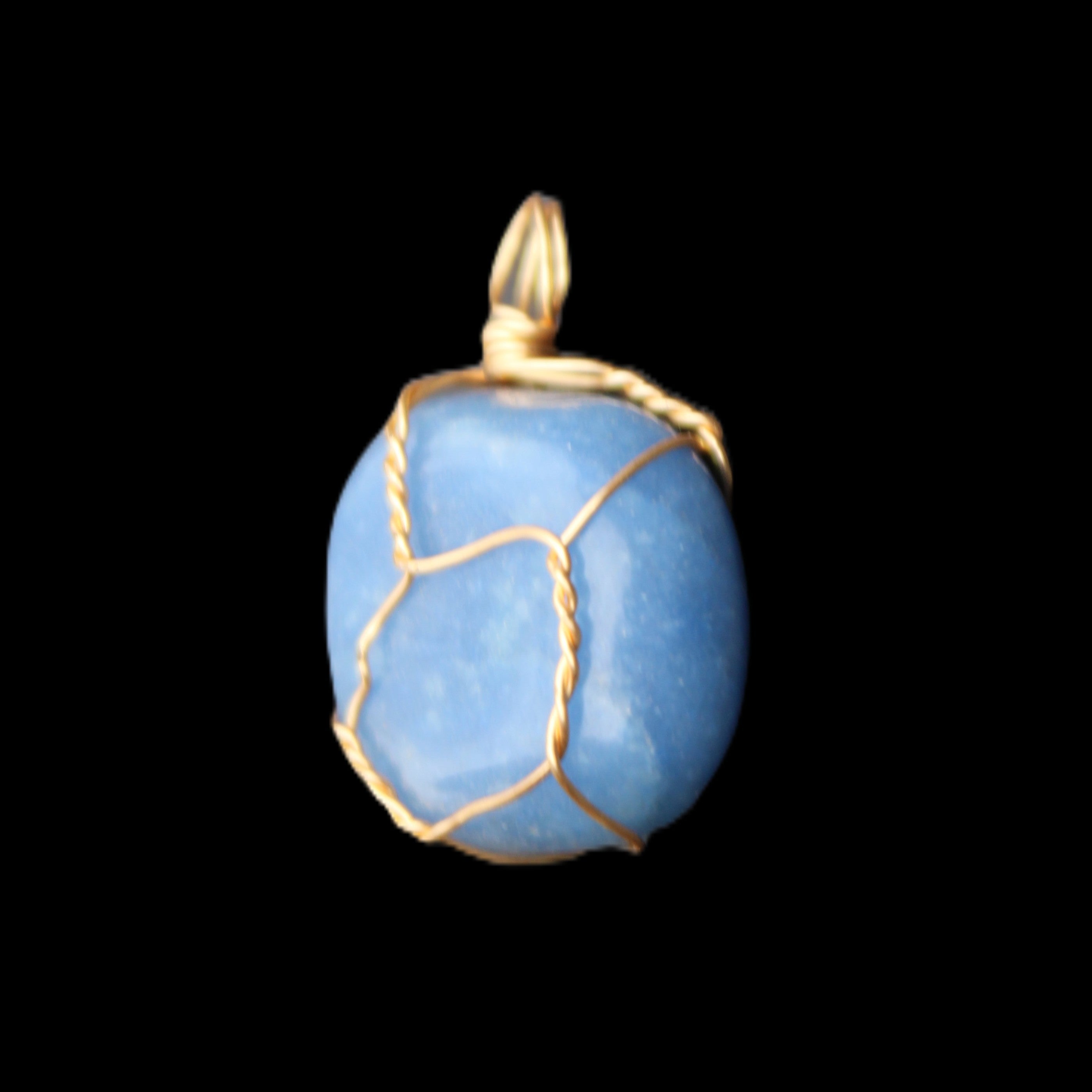 Blue Aventurine wire wrapped pendant 20*10mm 8.8g in sunlight - Rocks and Things Store