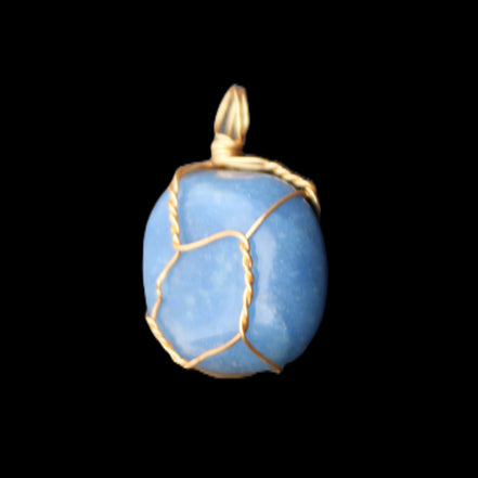 Blue Aventurine wire wrapped pendant 20*10mm 8.8g in sunlight - Rocks and Things Store