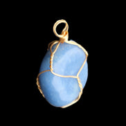Blue Aventurine wire wrapped pendant 20*10mm 8.8g in sunlight - Rocks and Things Store