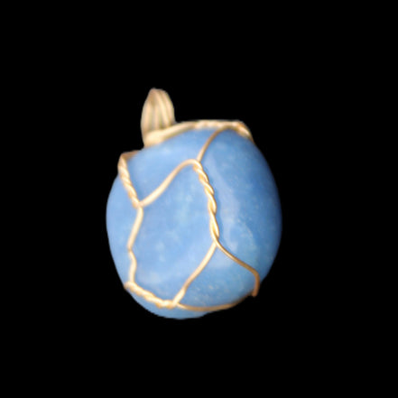 Blue Aventurine wire wrapped pendant 20*10mm 8.8g in sunlight - Rocks and Things Store