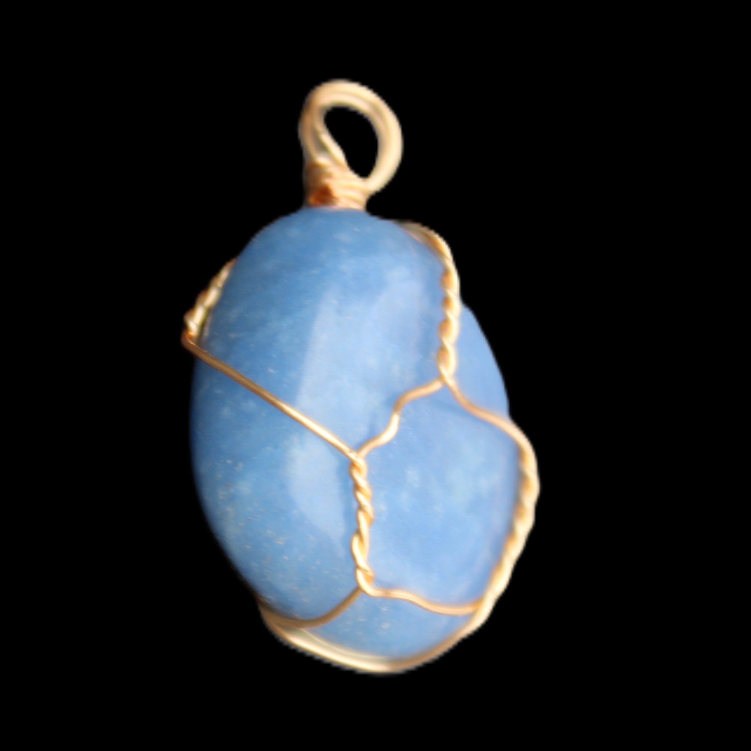 Blue Aventurine wire wrapped pendant 20*10mm 8.8g in sunlight - Rocks and Things Store