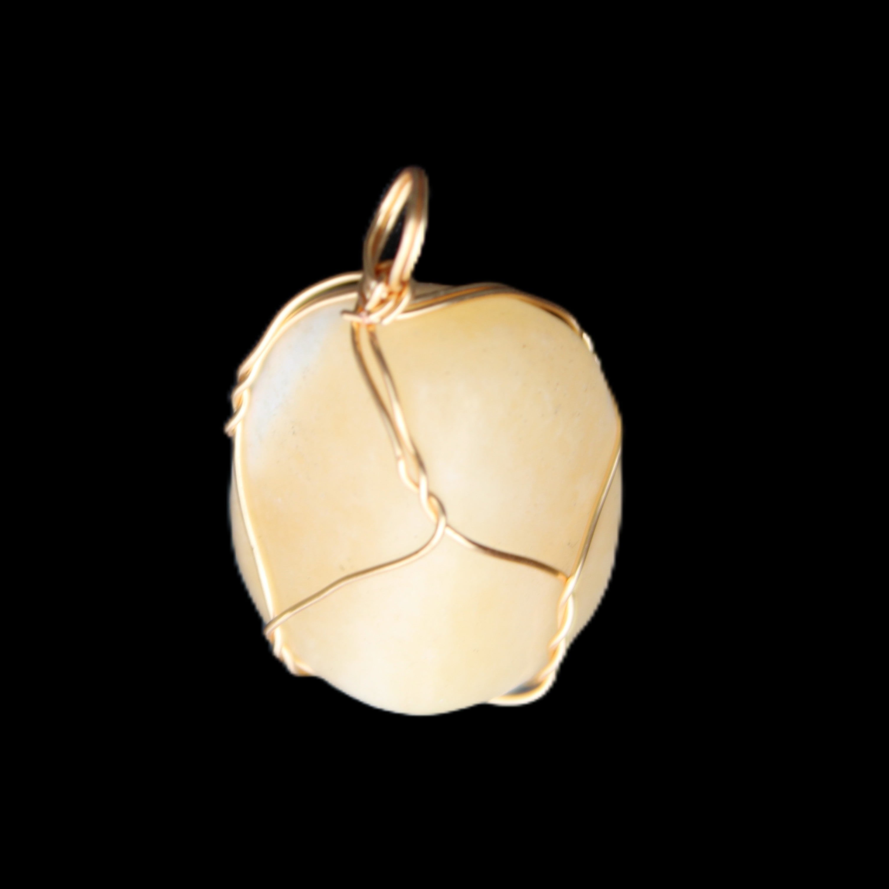 Yellow Calcite wire wrapped pendant 19*14*22mm 10g in sunlight - Rocks and Things Store