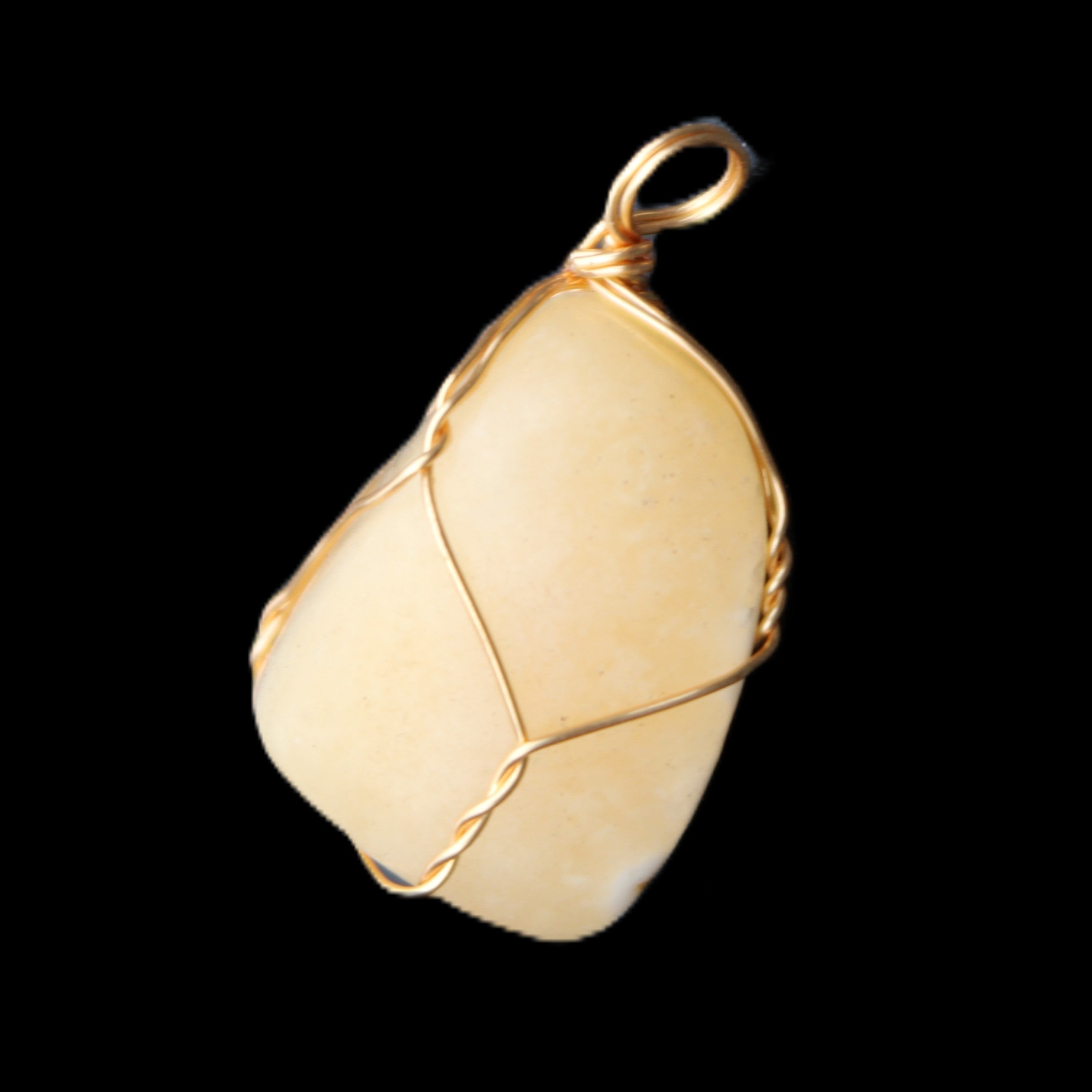 Yellow Calcite wire wrapped pendant 19*14*22mm 10g in sunlight - Rocks and Things Store