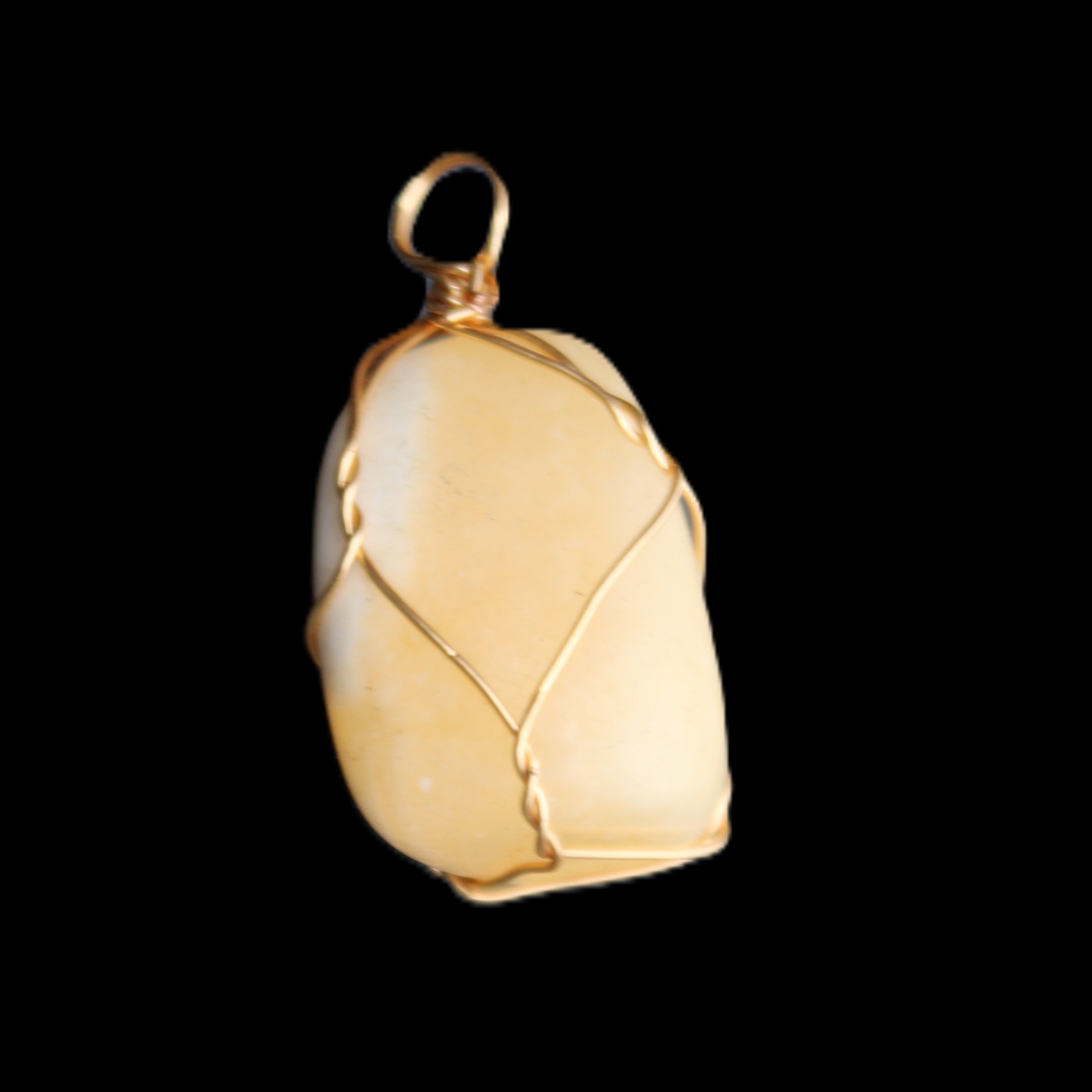 Yellow Calcite wire wrapped pendant 19*14*22mm 10g in sunlight - Rocks and Things Store