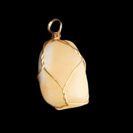 Yellow Calcite wire wrapped pendant 19*14*22mm 10g in sunlight - Rocks and Things Store