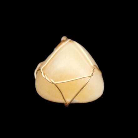 Yellow Calcite wire wrapped pendant 19*14*22mm 10g in sunlight - Rocks and Things Store