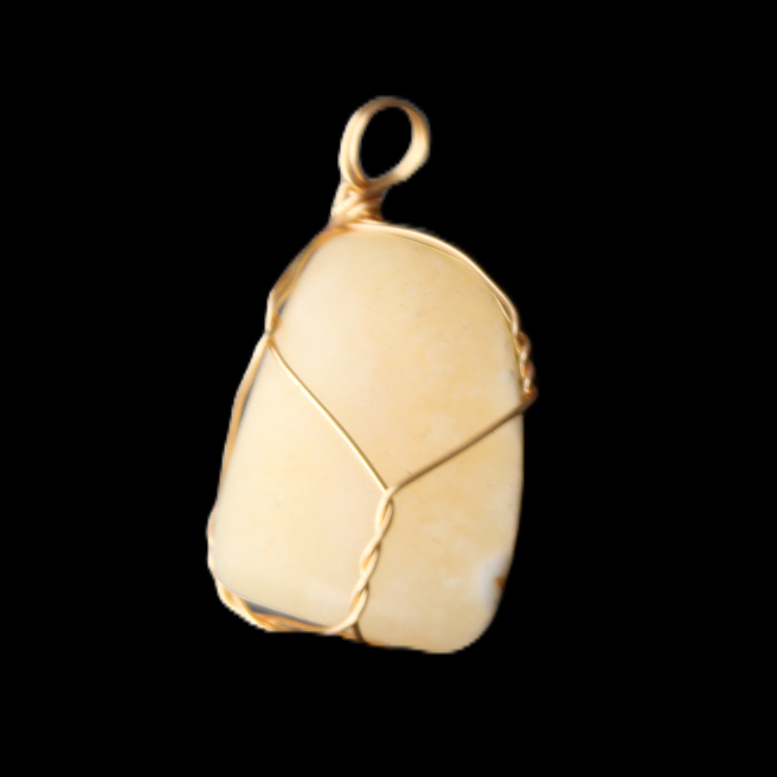 Yellow Calcite wire wrapped pendant 19*14*22mm 10g in sunlight - Rocks and Things Store