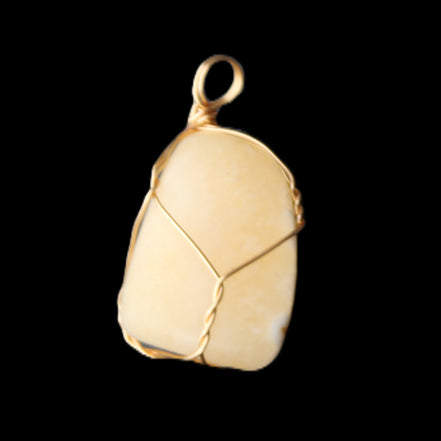 Yellow Calcite wire wrapped pendant 19*14*22mm 10g in sunlight - Rocks and Things Store