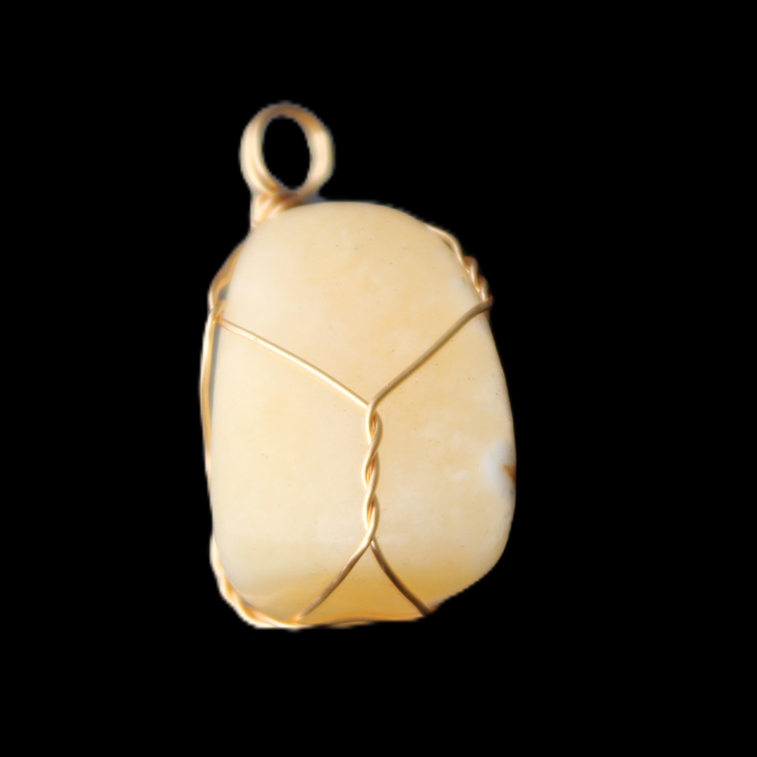 Yellow Calcite wire wrapped pendant 19*14*22mm 10g in sunlight - Rocks and Things Store