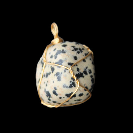 Leopard Stone wire wrapped pendant 23*16mm 18g in sunlight - Rocks and Things Store