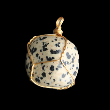 Leopard Stone wire wrapped pendant 23*16mm 18g in sunlight - Rocks and Things Store