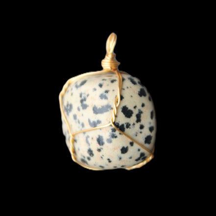 Leopard Stone wire wrapped pendant 23*16mm 18g in sunlight - Rocks and Things Store