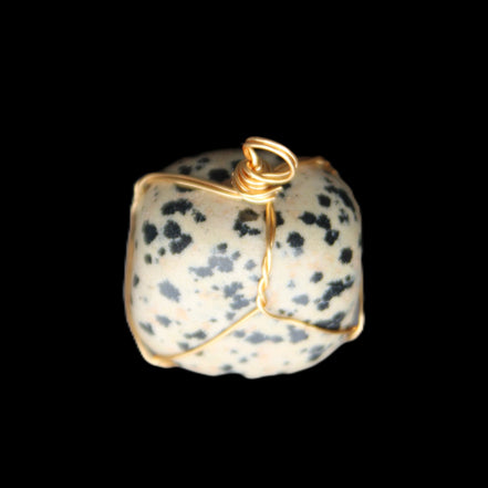 Leopard Stone wire wrapped pendant 23*16mm 18g in sunlight - Rocks and Things Store