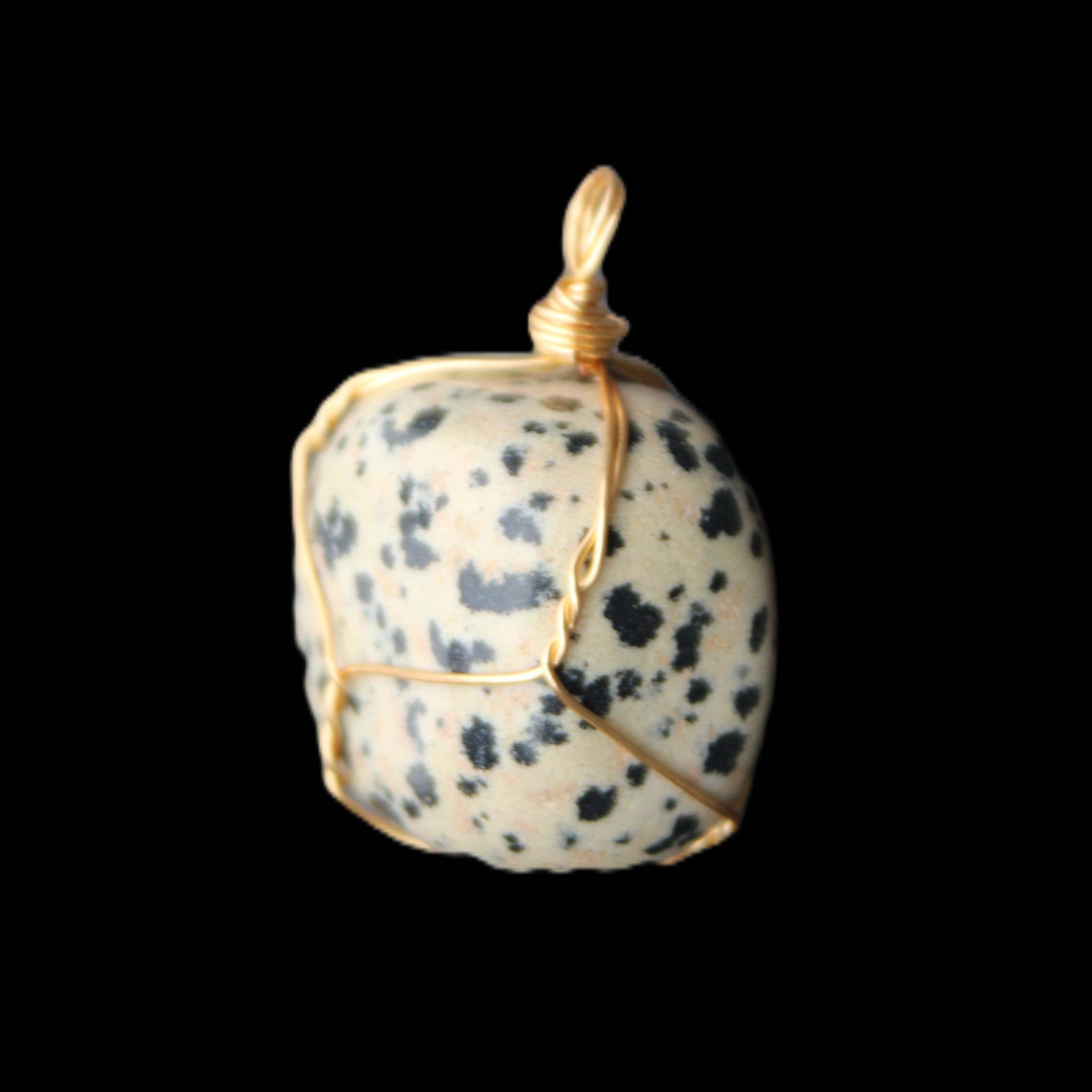 Leopard Stone wire wrapped pendant 23*16mm 18g in sunlight - Rocks and Things Store