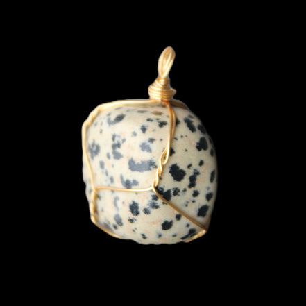 Leopard Stone wire wrapped pendant 23*16mm 18g in sunlight - Rocks and Things Store