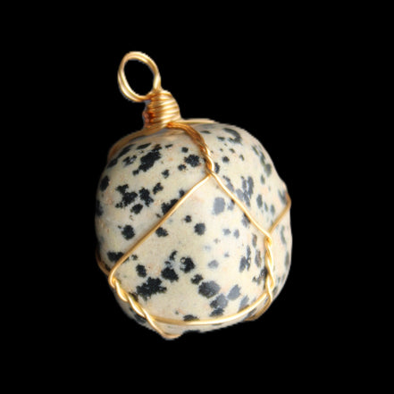 Leopard Stone wire wrapped pendant 23*16mm 18g in sunlight - Rocks and Things Store