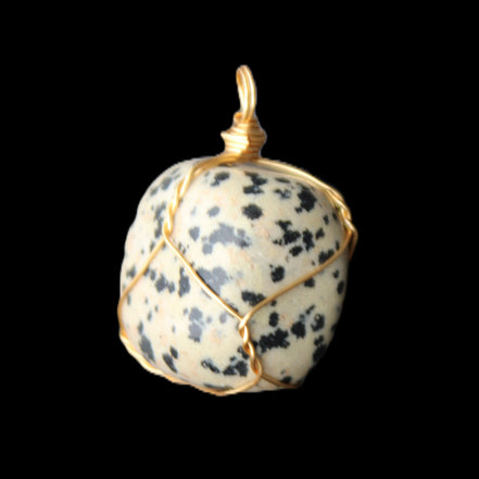 Leopard Stone wire wrapped pendant 23*16mm 18g in sunlight - Rocks and Things Store