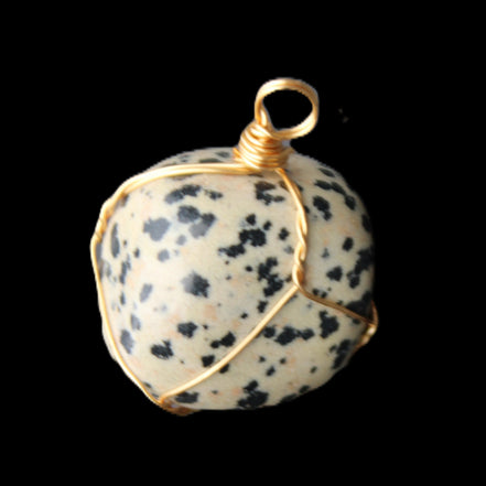 Leopard Stone wire wrapped pendant 23*16mm 18g in sunlight - Rocks and Things Store