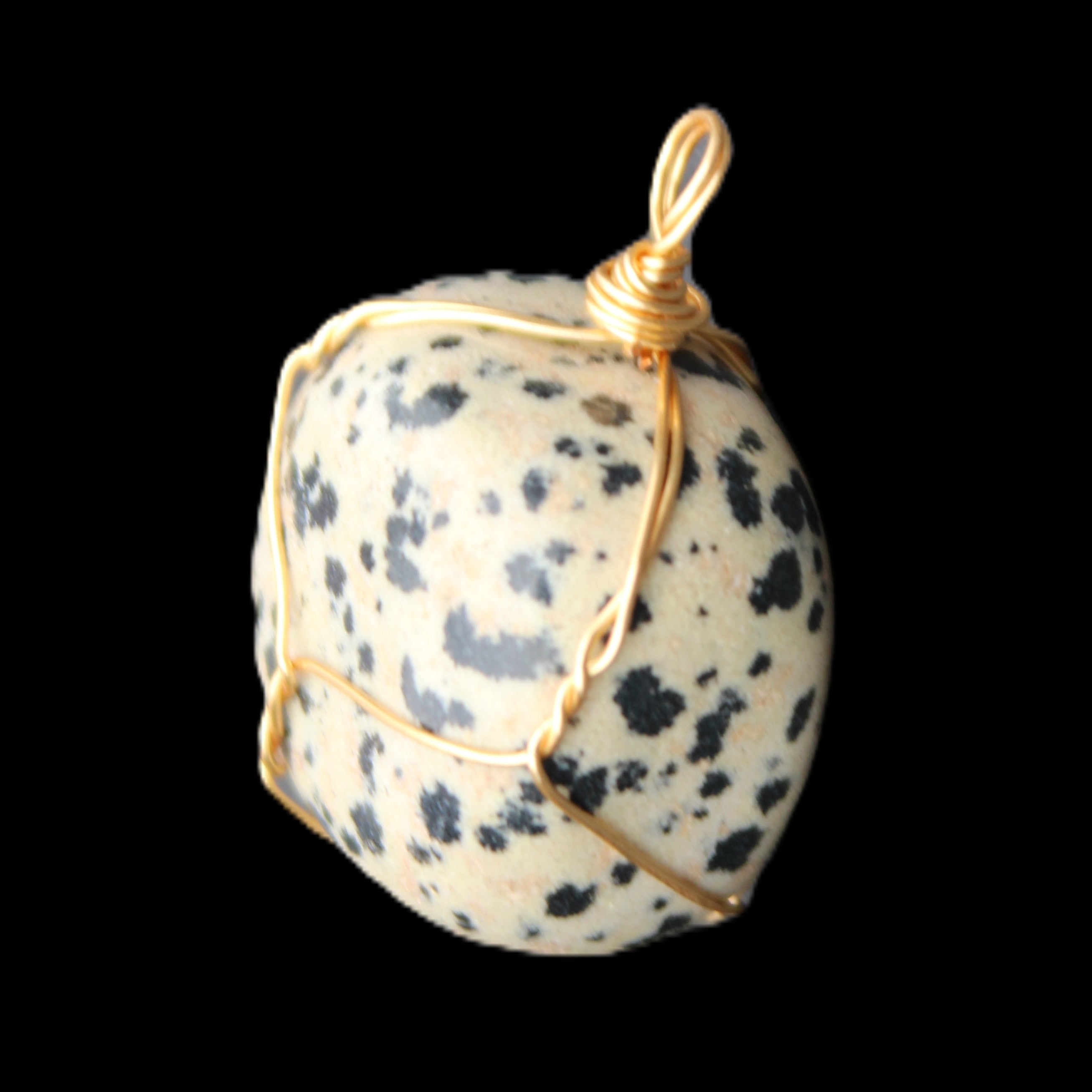Leopard Stone wire wrapped pendant 23*16mm 18g in sunlight - Rocks and Things Store