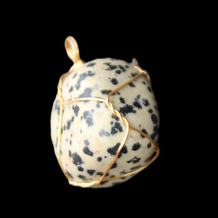 Leopard Stone wire wrapped pendant 23*16mm 18g in sunlight - Rocks and Things Store