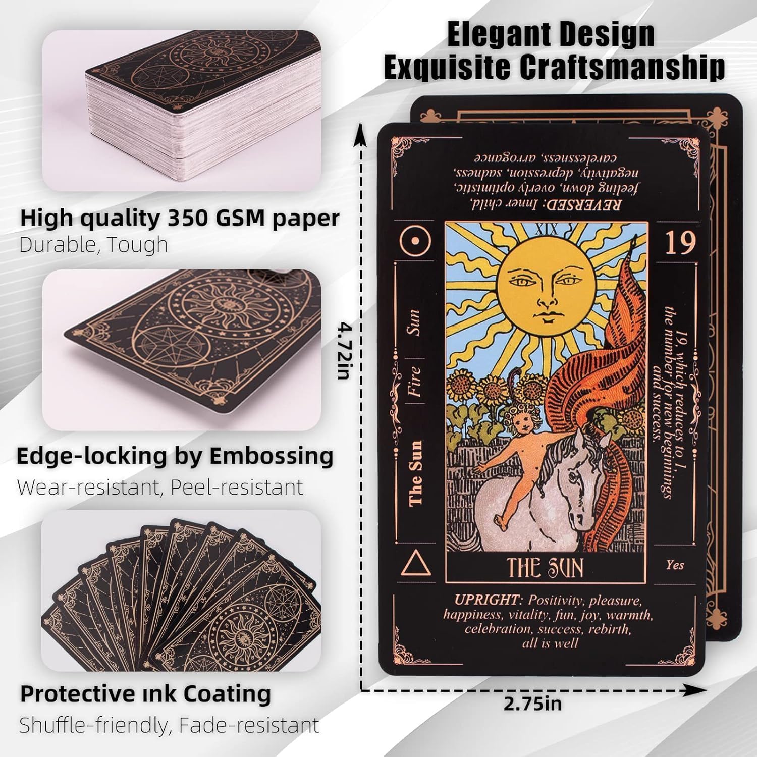 Classic Tarot Cards for Beginners with Meanings, Durable Deck and Guide Book in sunlight - Rocks and Things Store
