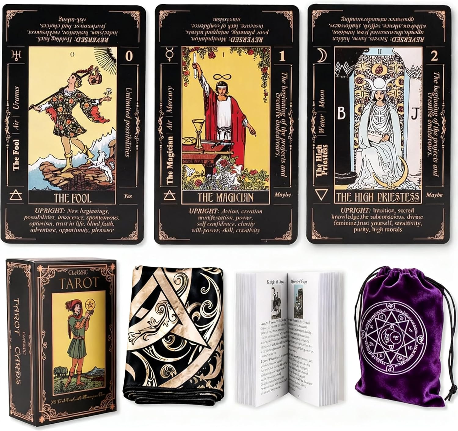 Classic Tarot Cards for Beginners with Meanings, Durable Deck and Guide Book in sunlight - Rocks and Things Store