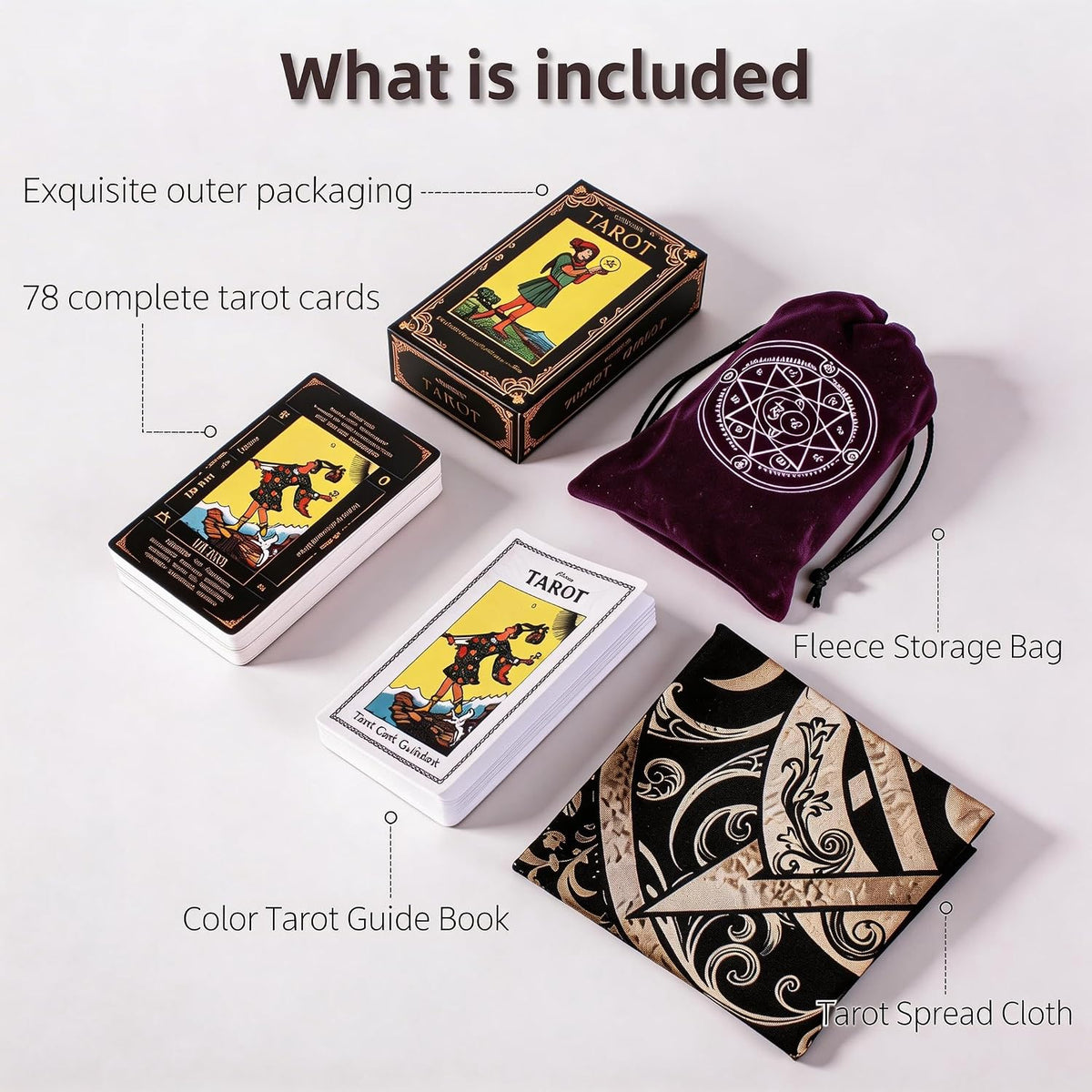 Classic Tarot Cards for Beginners with Meanings, Durable Deck and Guide Book in sunlight - Rocks and Things Store