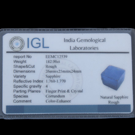 Sapphire cube from Sri Lanka (dyed) 24mm 141ct in sunlight - Rocks and Things Store