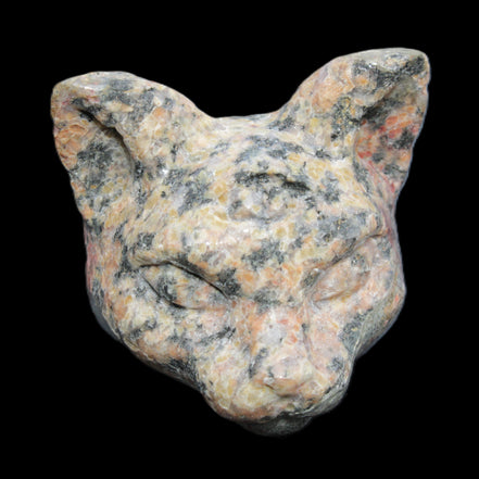 Yooperlite hand-carved Cat head 50*49mm 115g in sunlight - Rocks and Things Store