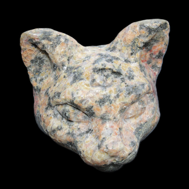 Yooperlite hand-carved Cat head 50*49mm 115g in sunlight - Rocks and Things Store