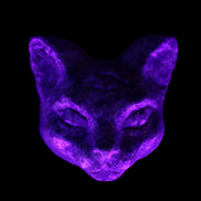 Yooperlite hand-carved Cat head 50*49mm 115g in UV light - Rocks and Things Store